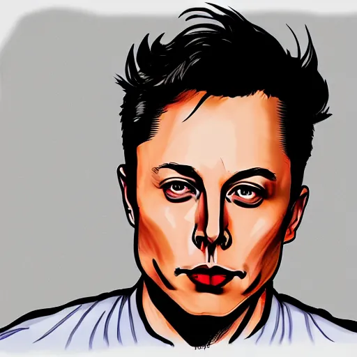 Prompt: Drawing of Elon Musk, Anime protagonist