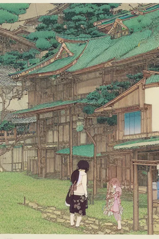 Prompt: beautiful anime illustration of a rural japanese home, by moebius, masamune shirow and katsuhiro otomo