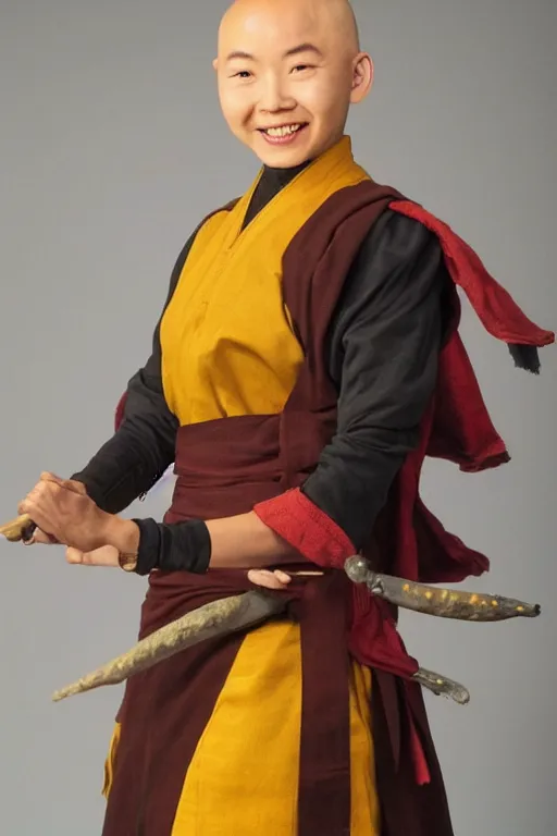 Prompt: full body photo of real - life suki from the last airbender, smiling