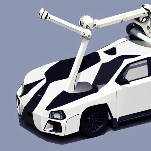 Image similar to isometric 3 d render of a white subaru wrx mecha battle bot, a battle robot in the style of a white subaru wrx car, unreal engine, highly detailed isometric 3 d video game art