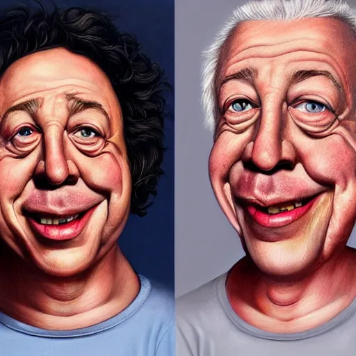 Image similar to Caricature portraits done of Gene Ween, realistic, hyperrealistic, very realistic, highly detailed, very detailed, extremely detailed, detailed, oil painting, digital art, trending on artstation