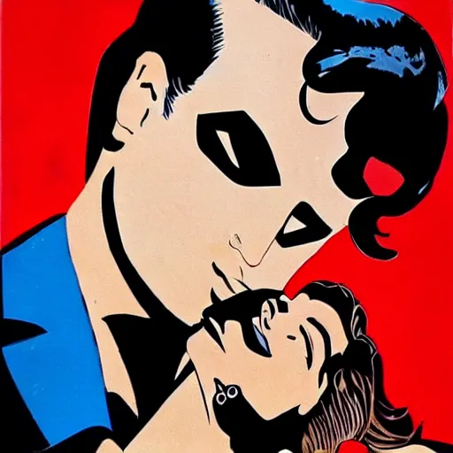 Image similar to elvis kissing batman