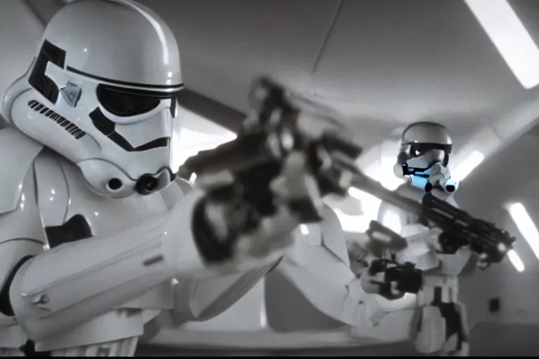 Prompt: screenshot from Stanley Kubrick film Star Wars