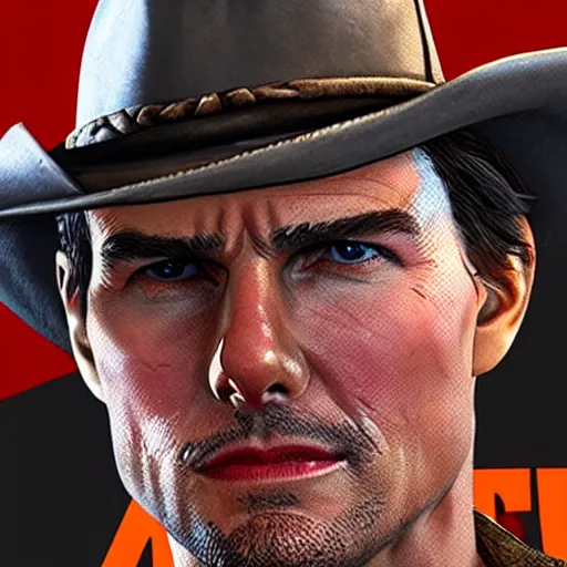 Image similar to Tom Cruise in red dead redemption 2 4K detail