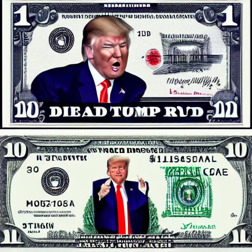 Prompt: donald trump in a 1 dollar bill