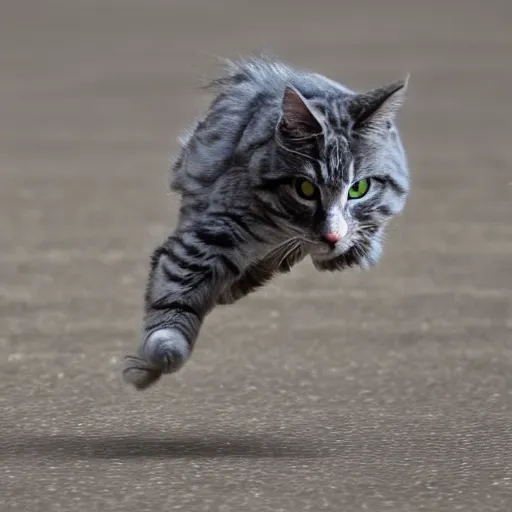 Image similar to photo of hyperspeed flying through space cat running fast with motion blur