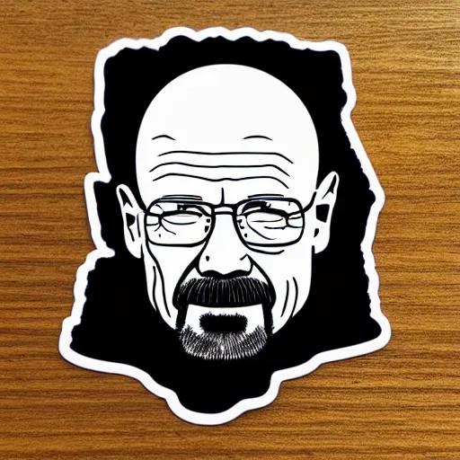 Image similar to head of Walter White laughing, Sticker illustration