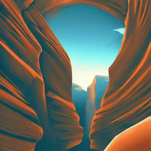 Image similar to view of the sky from a slot canyon, digital art, award winning illustration, smooth, sharp lines, concept art, trending on artstation