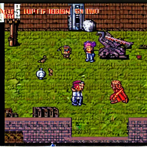 Prompt: A screenshot of an RPG for the Super Nintendo about the civil war