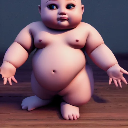 Image similar to the little fat girl is modelling to the camera. wire frame on mesh. 3 d model. 3 d scene. beautiful hands and legs. subsurface scattering shiny skin. beautiful lighting, 4 k post - processing, trending in art station, cg society, highly detailed, 5 k extremely detailed, 3 d. cinematic scene. sharp image