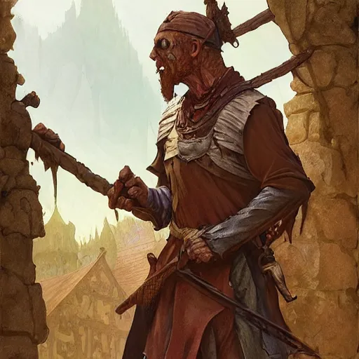 Image similar to medieval zombie peasant, D&D character, highly detailed, digital fantasy character, painted portrait, artstation, concept art, hard focus, illustration, art by artgerm and greg rutkowski and Alphonse Mucha and Craig Mullins, James Jean, Andrey Ryabovichev, Mark Simonetti and Peter Morbacher