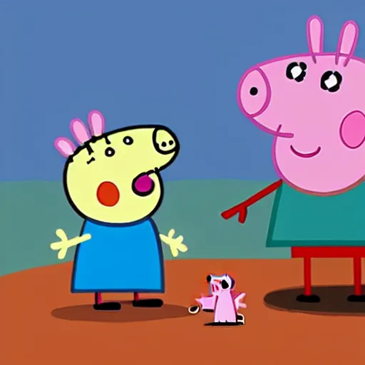 Prompt: peppa pig with his head shaped like a superturbo