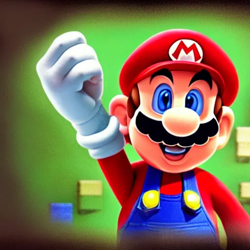 Image similar to Hyper realistic photo of Mario from Super Mario Bros