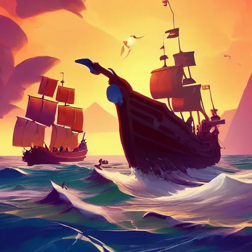 Image similar to painting treasure on sea of thieves game smooth median photoshop filter cutout vector, behance hd by jesper ejsing, by rhads, makoto shinkai and lois van baarle, ilya kuvshinov, rossdraws global illumination