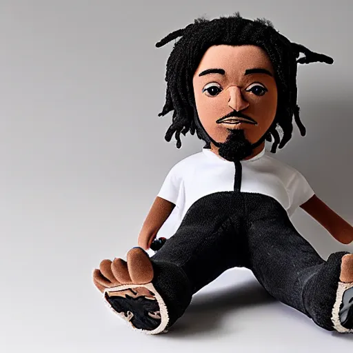 Image similar to plush doll of Kendrick Lamar, 8k