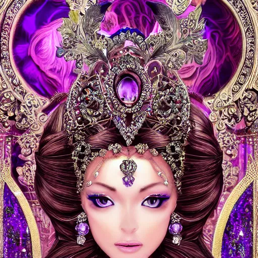 Prompt: princess of amethyst, gorgeous, ornate, intricate, detailed, stunning, masterpiece, 4 k