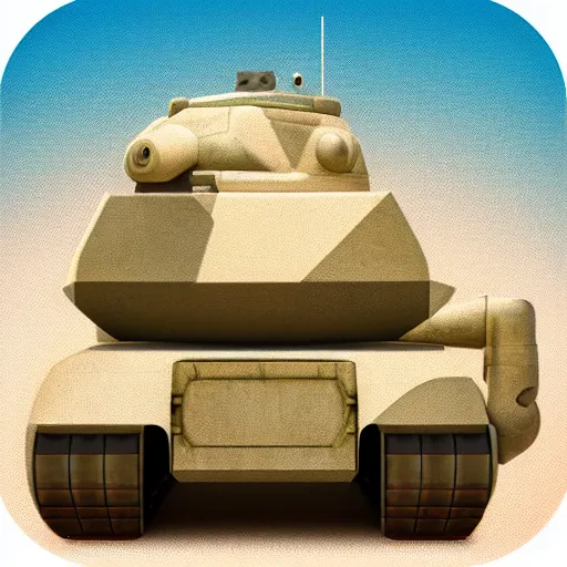 Prompt: a cute chubby tank icon stylized digital illustration radiating a glowing aura global illumination ray tracing hdr fanart arstation