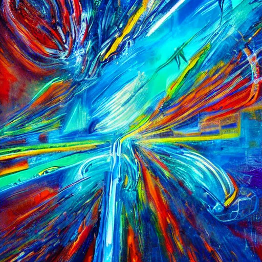 Image similar to elysium mothership retribution scarce color palette cold power-line alienated scenery in a dream subconscious cavern sacred geometry canvas carefully structured abstract expressionism oil painting by Eemre Aaa (2041)