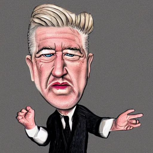 Image similar to caricature of david lynch, style of archille superbi