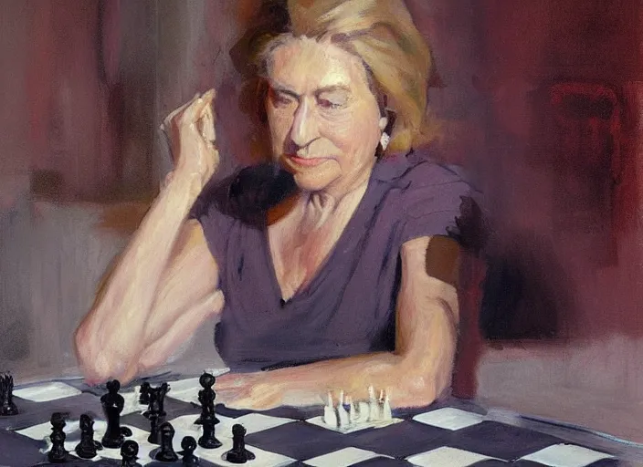 Image similar to a highly detailed beautiful portrait of the queen of chess, by gregory manchess, james gurney, james jean