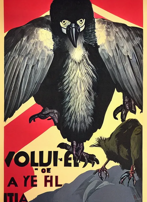 Image similar to vulture look in 1940s propaganda poster, full hd