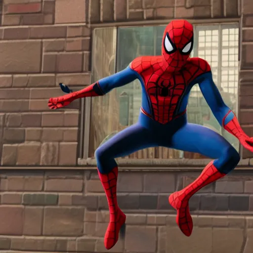 Prompt: Film still of Spider-Man, from Animal Crossing: New Horizons (2020 video game)