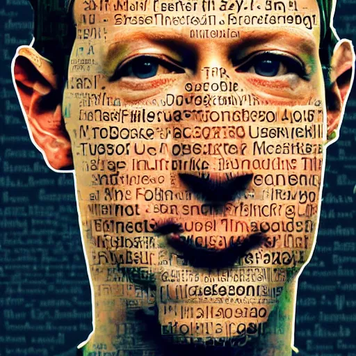 Prompt: a portrait of of mark zuckerberg constructed from facebook profile photos, collage, drop shadow, organic, layered composition, layers, texture, mcu, petals, highly textured, layered, sculpted, dynamic,