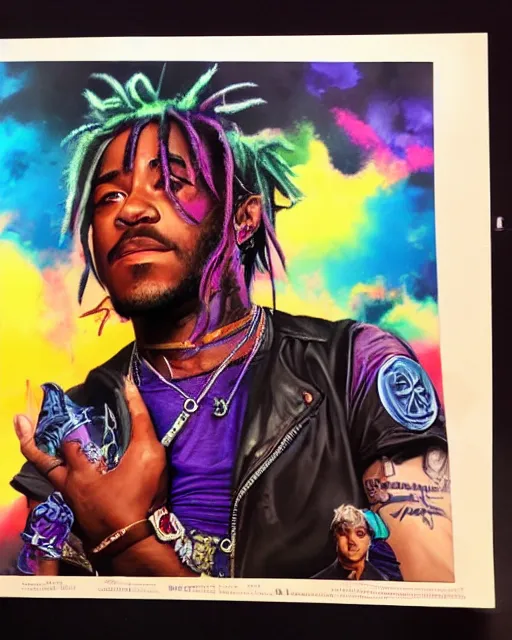 Image similar to lil uzi vert, airbrush, drew struzan illustration art, key art, movie poster