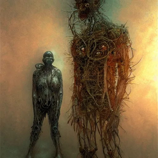 Prompt: paul blart flesh mall, highly detailed, environment art, body horror, biopunk, by zdzisław beksinski, peter gric, marco mazzoni