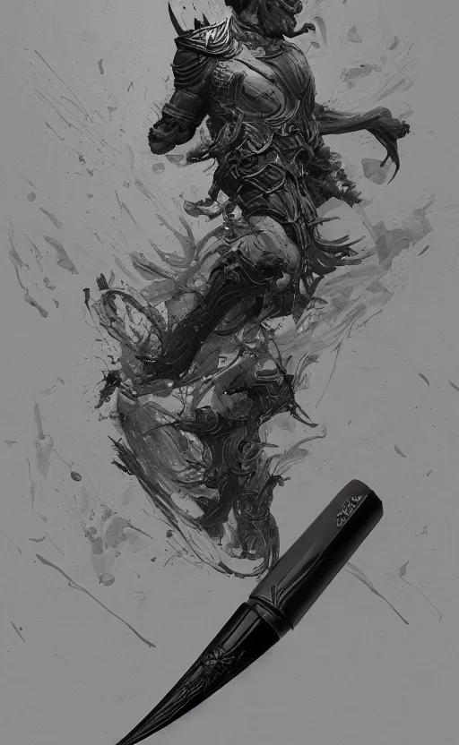 Image similar to close view of wooden dagger, black to gray gradient in background, front game card, drark, marvel comics, dark, intricate, highly detailed, smooth, artstation, digital illustration by ruan jia and mandy jurgens and artgerm and wayne barlowe and greg rutkowski and zdislav beksinski