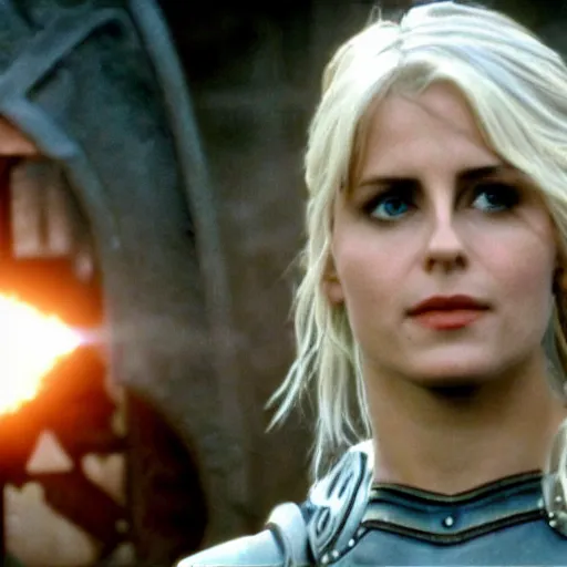 Prompt: still of Ciri in stargate SG1, stargate portal open