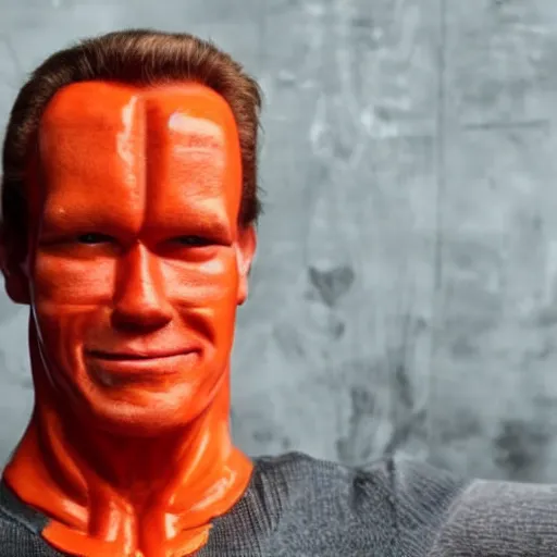 Prompt: photo of a human carrot!!!!!! with a face of arnold schwarzenegger!!!