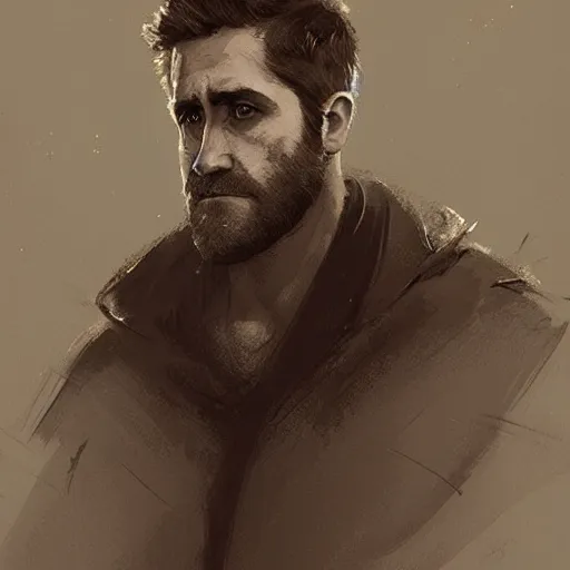 Image similar to “ portrait of jake gyllenhaal by greg rutkowski, young, attractive, highly detailed portrait, scifi, digital painting, artstation, concept art, smooth, sharp foccus ilustration, artstation hq ”