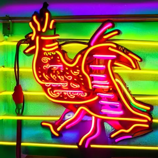 Prompt: neon chicken