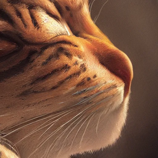 Image similar to close up of garfield realistic shaded, fine details, realistic shaded lighting poster by greg rutkowski