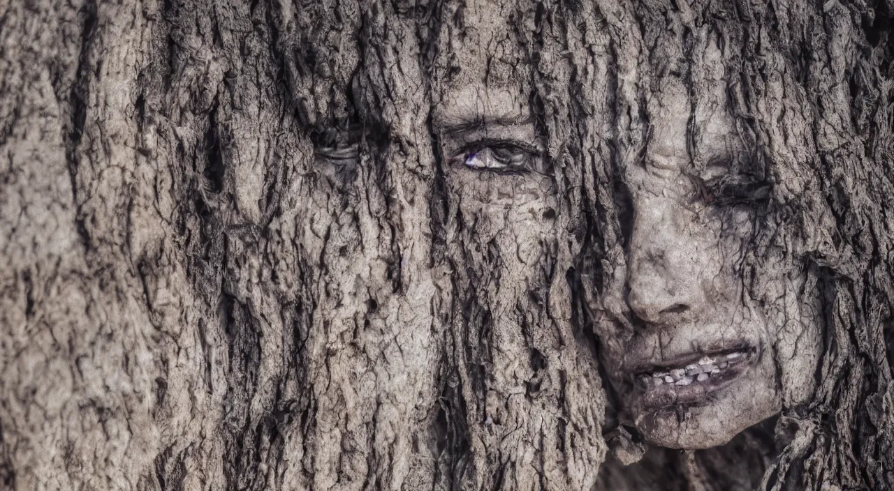 Image similar to close-up of a crying ancient dried up goddess, peaceful, facing the camera and standing in front of a dried up river in a desolate land, dead trees, blue sky, hot and sunny, highly-detailed, elegant, dramatic lighting, artstation, 4k, cinematic landscape, photograph by Elisabeth Gadd