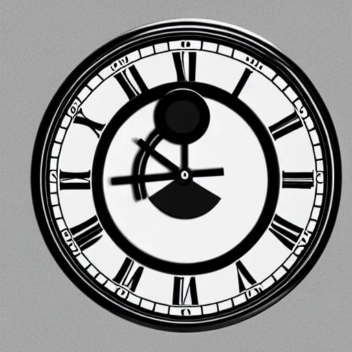 Prompt: a rendering of a clock with 2 4 hours hands and no hours on the clock face