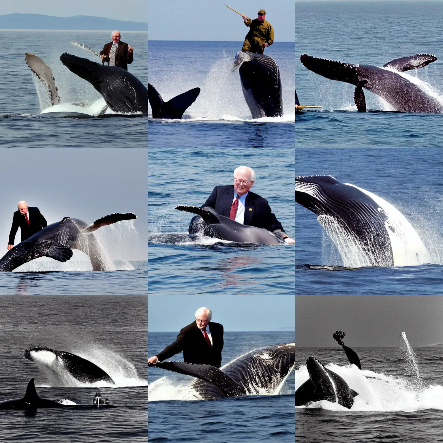 Prompt: vice president cheney hunting a great whale with a spear