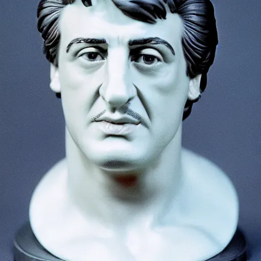 Image similar to porcelain bust of sylvester stallone, photo from the 70s