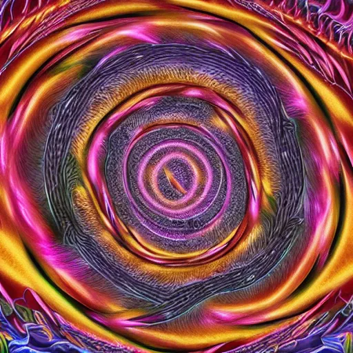 Image similar to digital illustration of a pig swine spiral, by alex grey, tool band, psychedelic art, fractals, detailed, 8 k