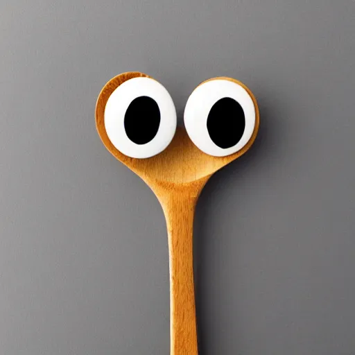 Prompt: a spoon with eyes and a smile