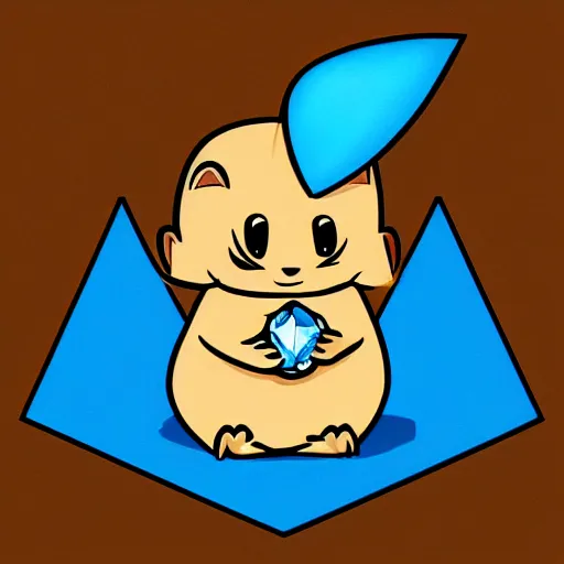 Prompt: A logo of a cute cartoon squirrel holding a blue diamond, trending on artstation