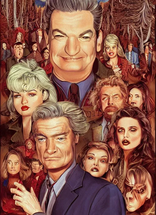 Prompt: twin peaks movie poster art by david mann