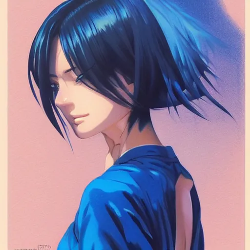 Image similar to manga girl in a blue dress, fine - face, megan fox, realistic shaded perfect face, fine details. anime. realistic shaded lighting poster by ilya kuvshinov katsuhiro otomo ghost - in - the - shell, magali villeneuve, artgerm, jeremy lipkin and michael garmash and rob rey