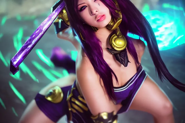 Image similar to league of legend, kda akali, beautiful, photograph, 8 k, realistic