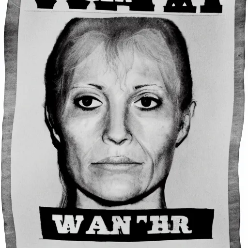 Prompt: front view, woman serial killer, wanted poster. fbi most wanted, magic, witchcraft,