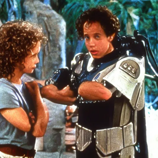 Image similar to a still of from the movie jungle 2 jungle crossover with the movie robocop