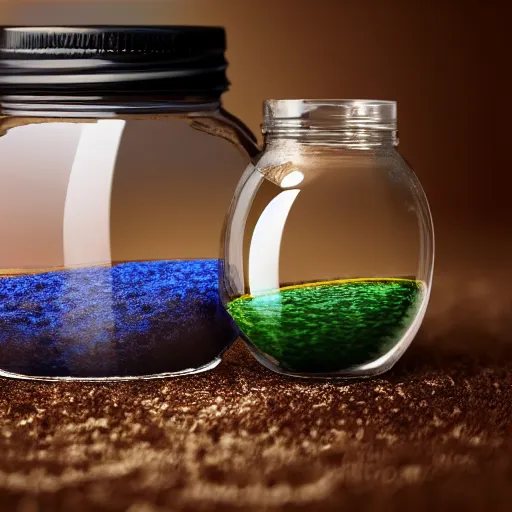 Prompt: A whole universe trying to scape from a jar, photorealistic, 8k,