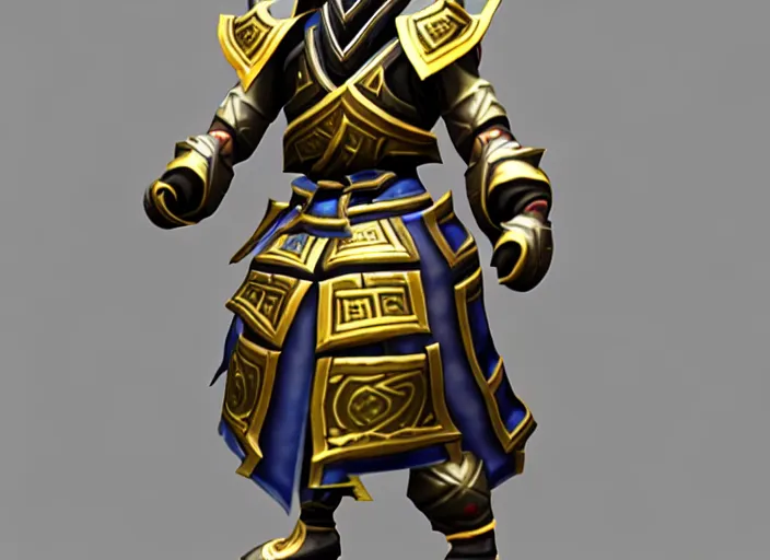 Image similar to suit of gilded samurai armor, stylized stl, 3 d render, activision blizzard style, hearthstone style