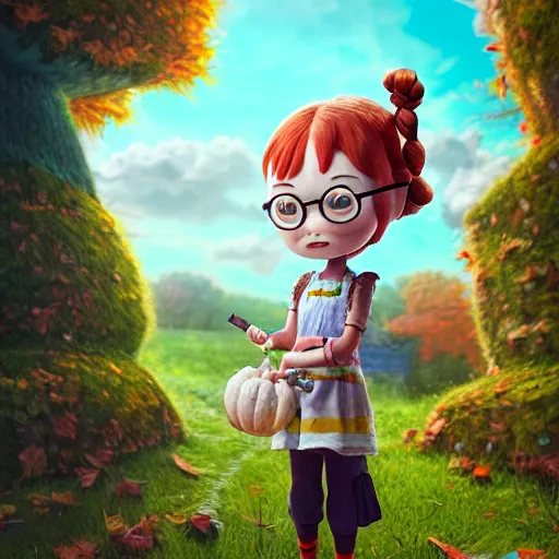 Prompt: an epic chibi comic book style portrait painting of pippi longstocking, character design by mark ryden and pixar and hayao miyazaki, unreal 5, daz, hyperrealistic, octane render, cosplay, dynamic lighting, intricate detail, harvest fall vibrancy, cinematic